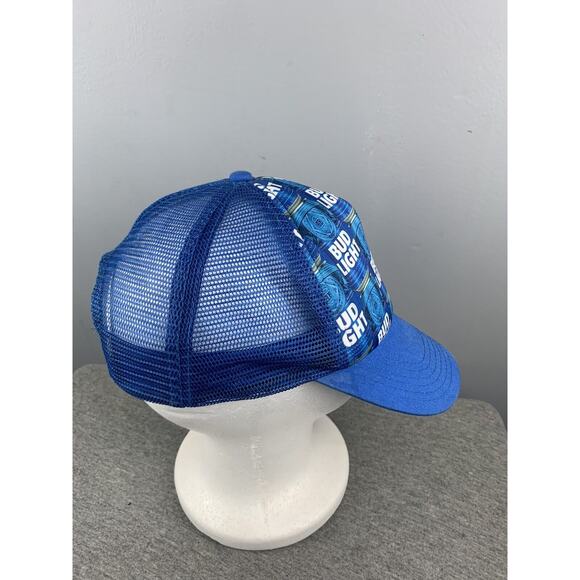 Bud‎ Light Unisex Blue All Over Print Mesh Trucker Hat - Snap Back Vintage - Picture 4 of 5